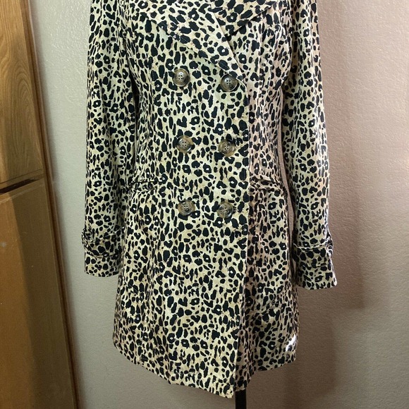 Animal Print Trench Coat Double Breasted Coat Leopard Print by Forever 21 - Picture 3 of 11